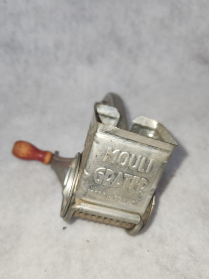 Vintage Mouli Cheese Grater Grinder With Wood small amount of Red Handle Made in France kit61