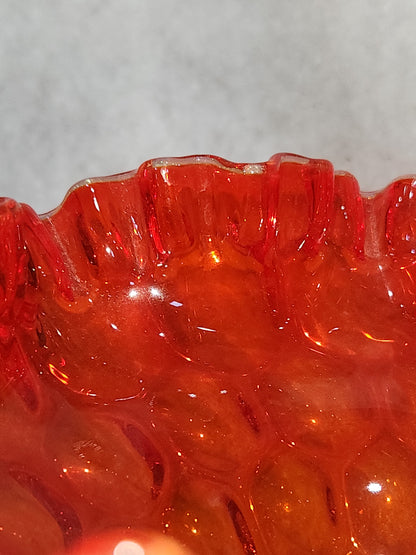 Vintage Fenton Amberina Ruffled Top Large Compote Red Orange to Yellow gla88