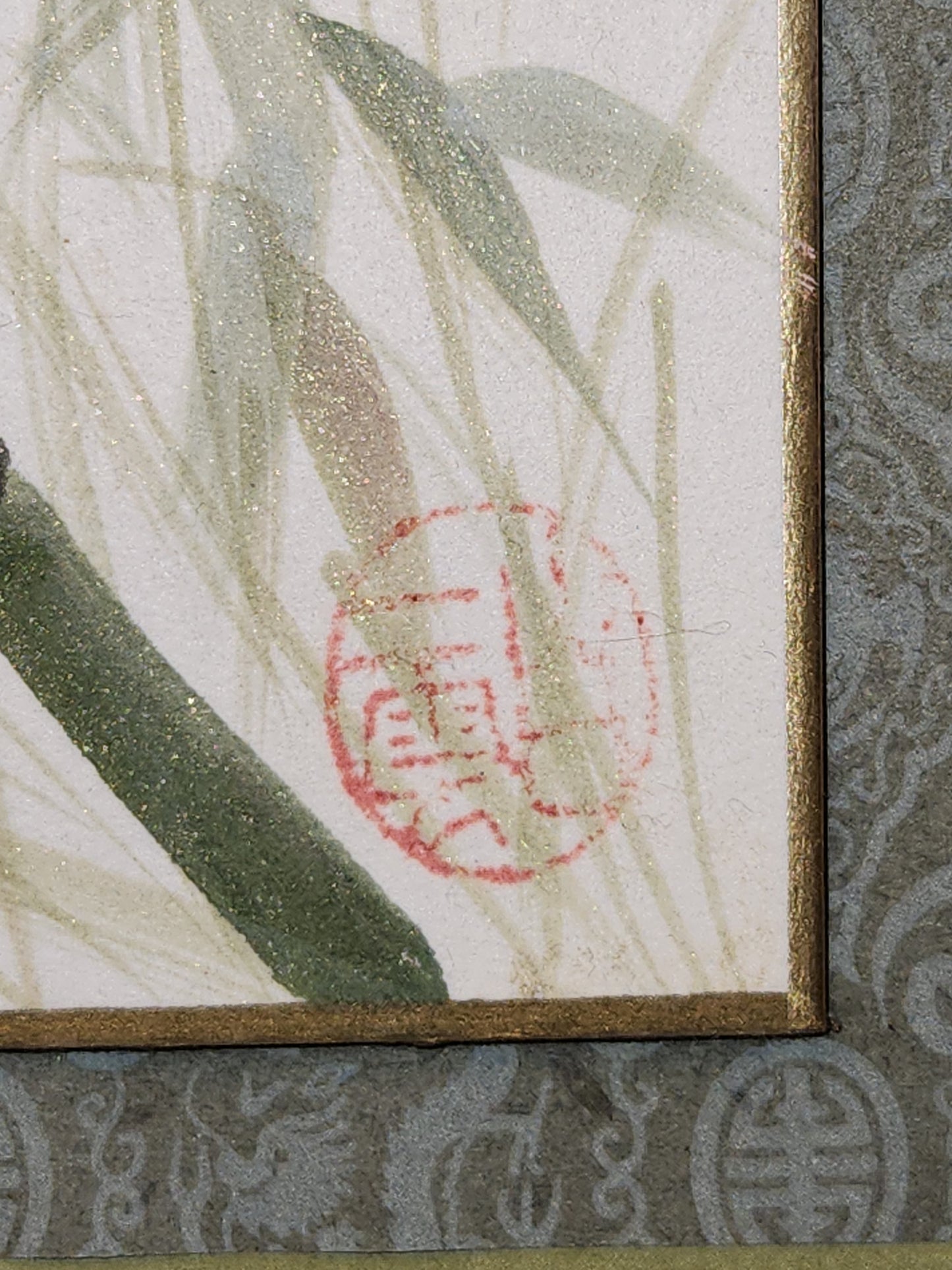 Vintage Peggy Pai Laughlin Framed Mixed Medium Painting A Hawaii Bamboo Dedicated by Artist 9 x 12 Frame