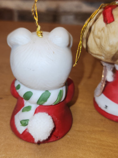 Vintage Jasco L'll Chimmers Ornament Bell Dogs and Angel set of 3