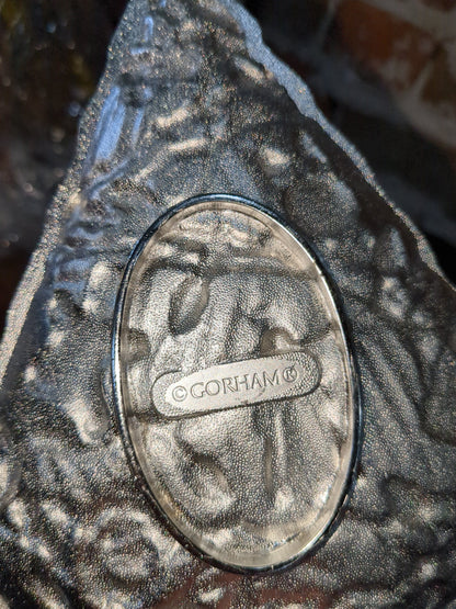 Vintage Gorham Silver Tone Metal Christmas Tree Treat dish