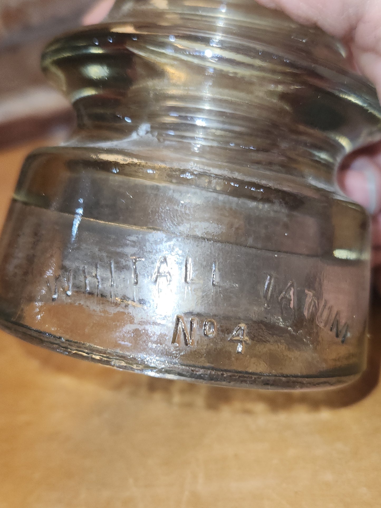 Vintage Whitall Tatum #4 Clear Glass Insulator wh8