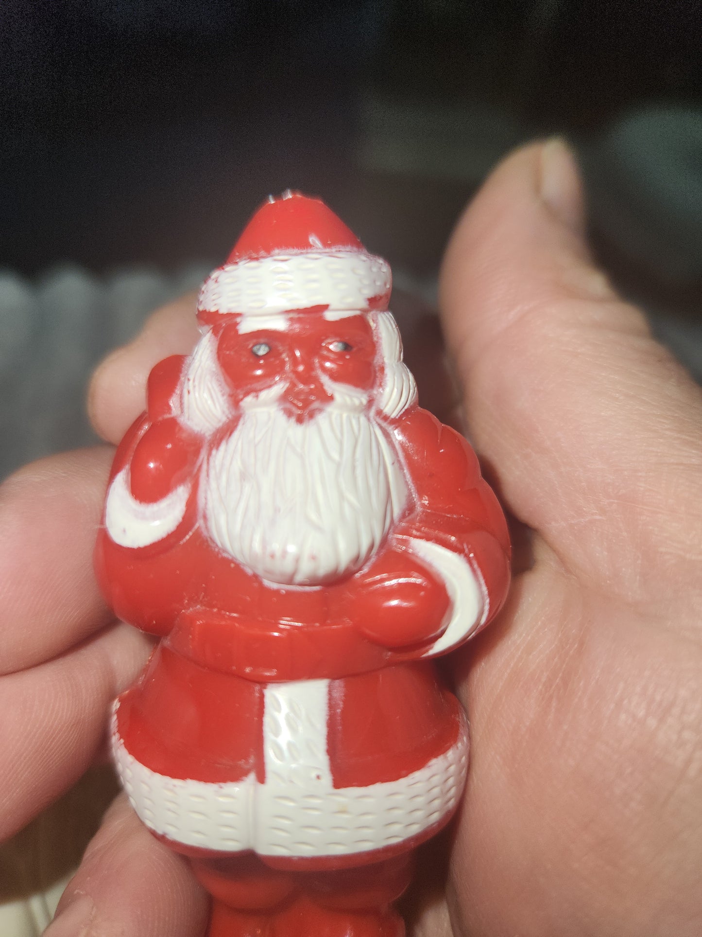 Vintage Rosbro Red Santa in Sleigh Plastic Candy Holder 1950's MCM