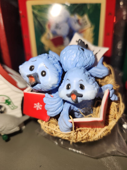 Three Vintage Hallmark Keepsake Ornaments 1986 Treetop Trio  1993 Peep Inside Birdhouse  1992 Egg Nog Nest