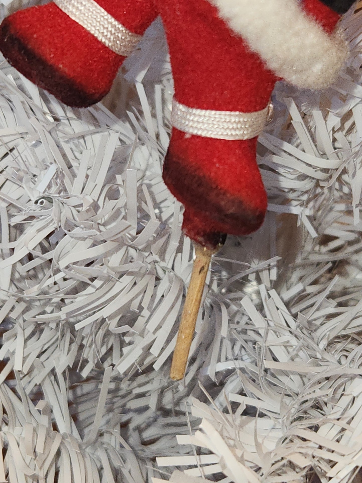 Vintage Waving Dancing Red Flocked Santa Claus Pic CHEEKS GLOW