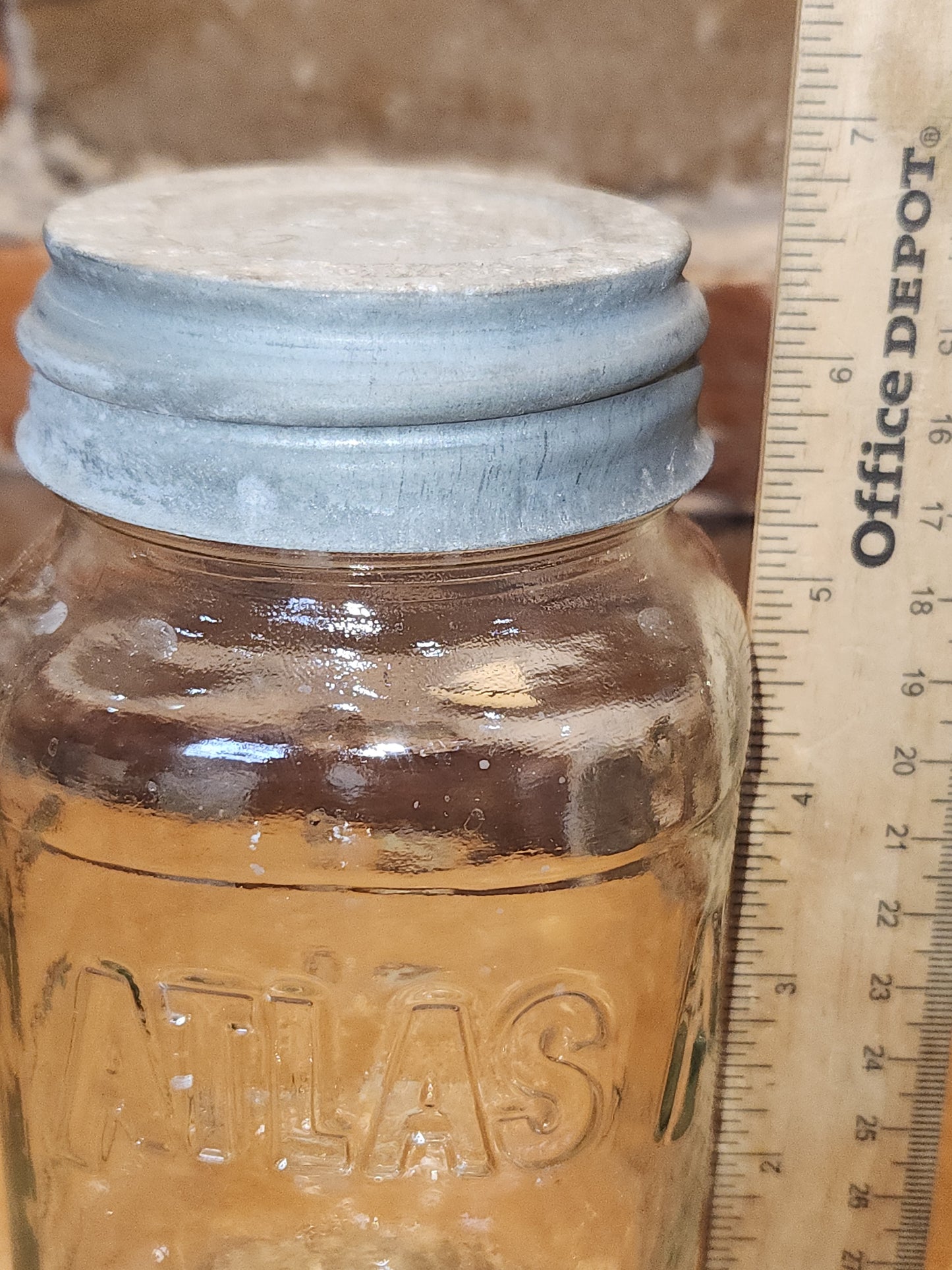 Vintage Atlas Mason Square Quart Jar Zinc Atlas Lid at9