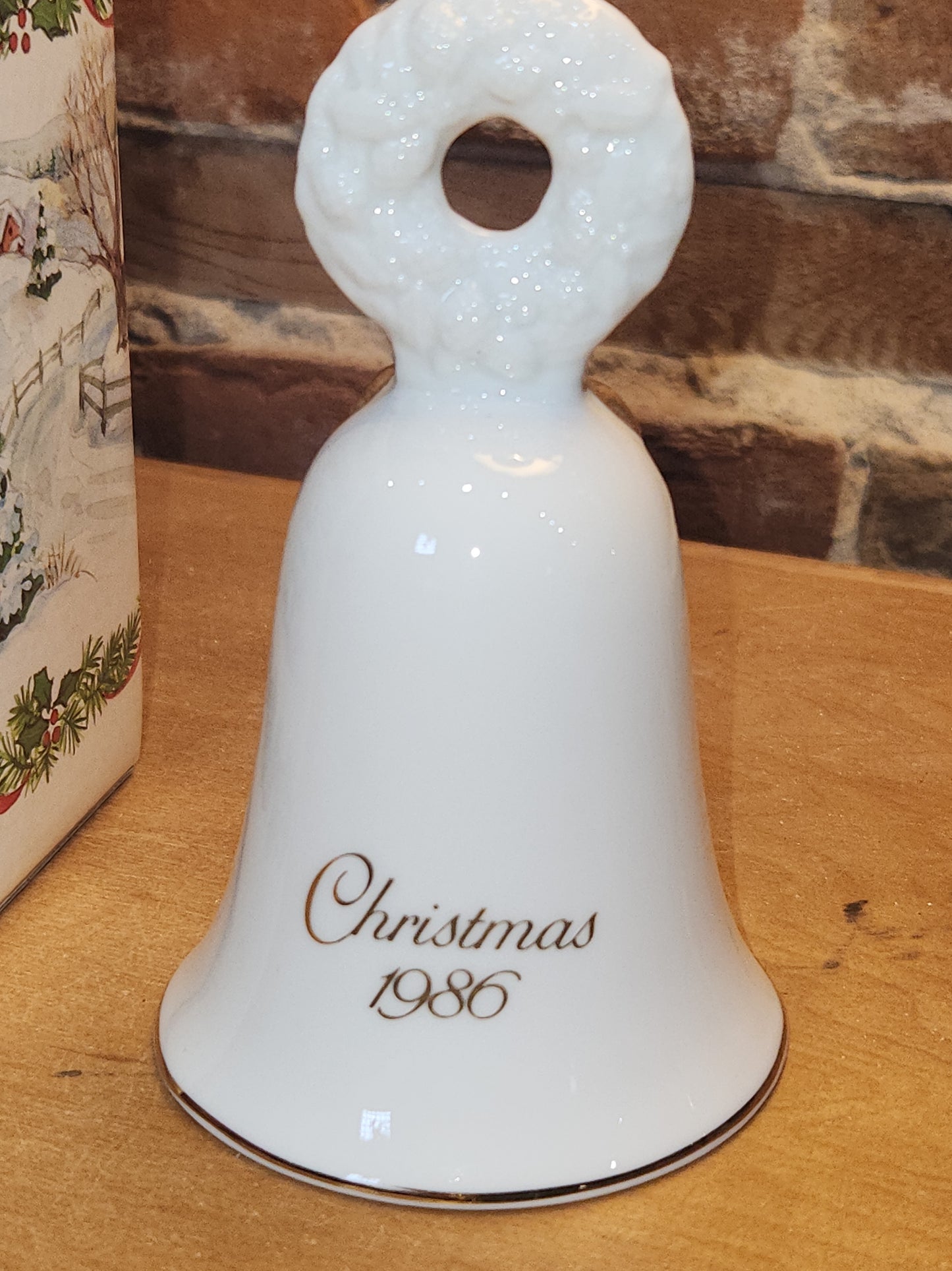 Vintage Avon Christmas Bell 1986 Porcelain Collectible Children Ice Skating