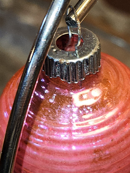Vintage Shiny Brite Glass Chinese Lantern Ornament Hot Pink Christmas Ornament GLOWS o2