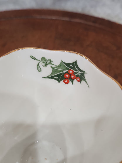 Vintage Queen Anne Noel Tea Cup Poinsettia Holly Christmas Rose replacement cup NO SAUCER