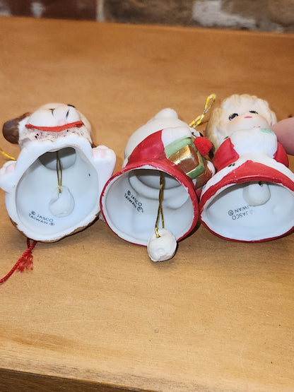 Vintage Jasco L'll Chimmers Ornament Bell Dogs and Angel set of 3