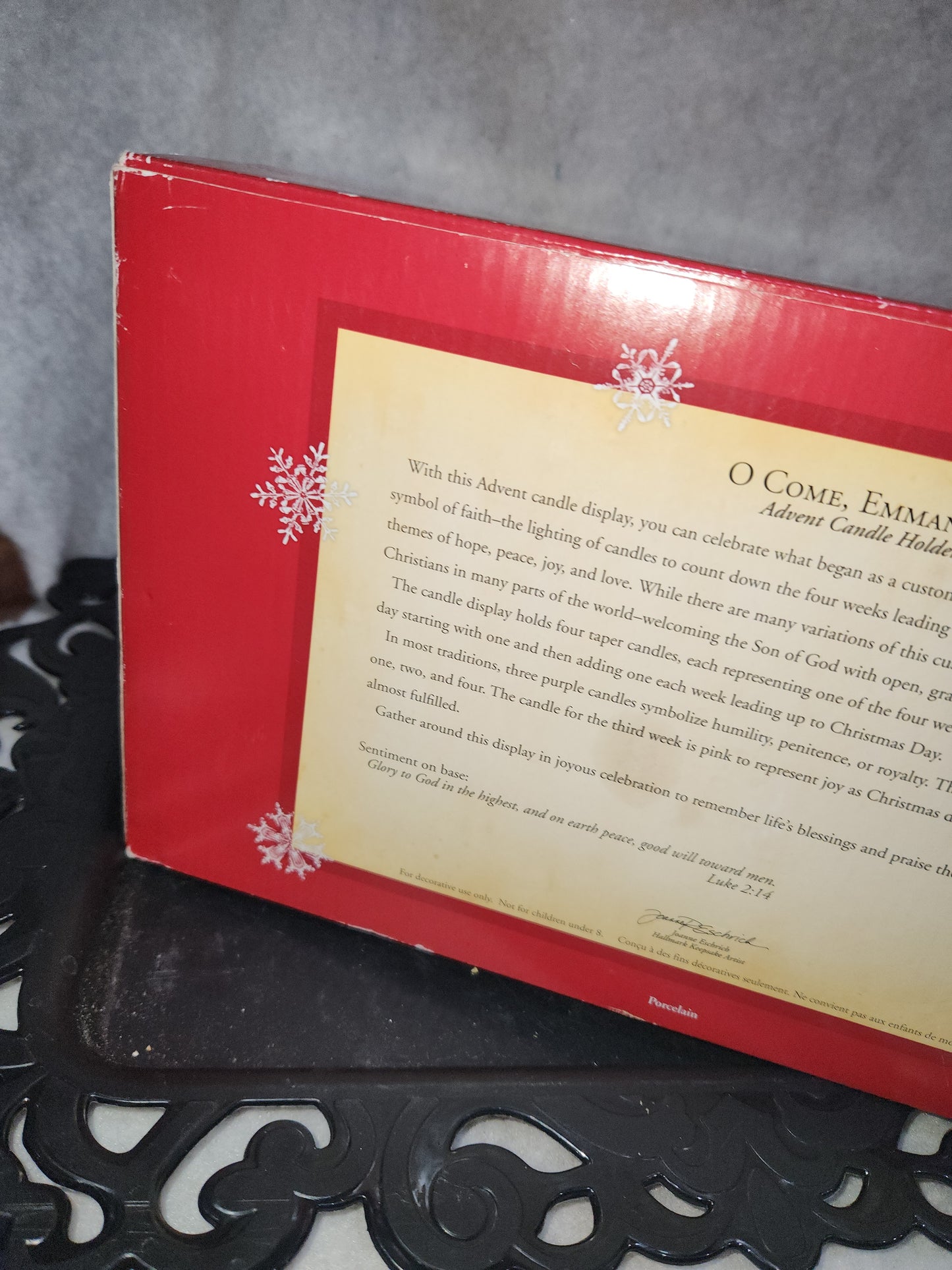 Vintage Hallmark Keepsake O Come, Emmanuel Nativity Advent Candle Holder has box 2004