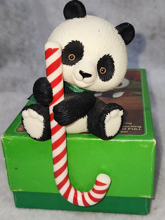 Vintage Hallmark Christmas Stocking Hanger Holder Panda Bear 1981 sh249