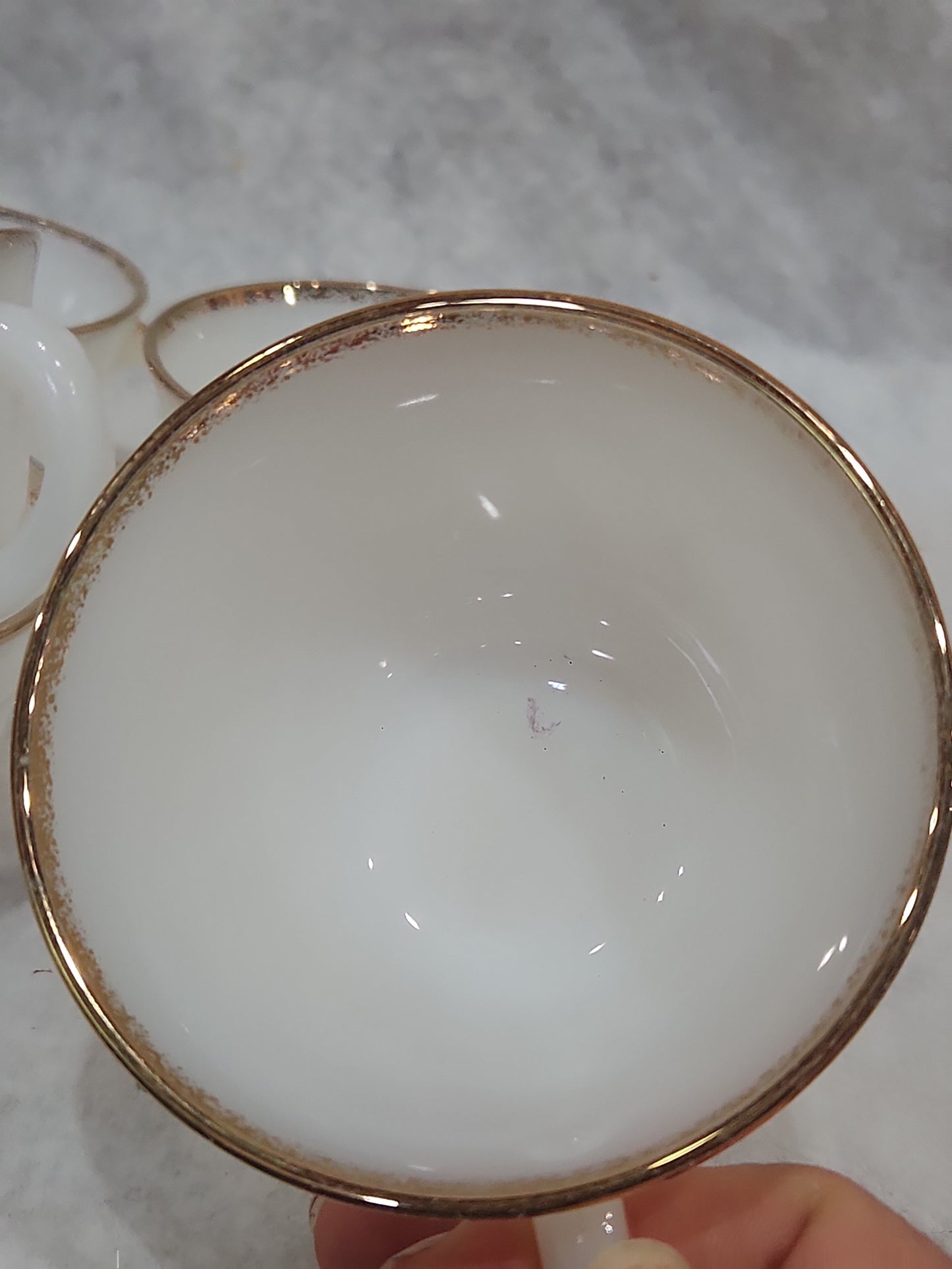 Vintage Fire King White Milk Glass Ribbed Swirl Tea Cup Oven Ware set of 5 fk4