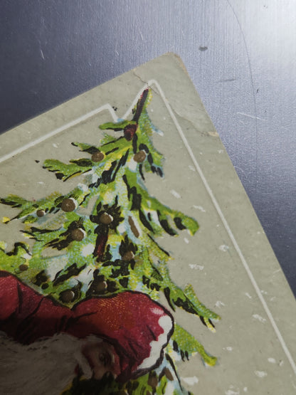 Antique Vintage Postcard A Merry Christmas St. Nicholas Santa Embossed printed in Saxony c1910