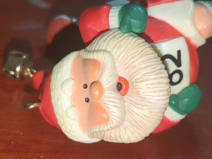 Vintage Hallmark Jogging Santa Claus Christmas Ornament Running Marathon Runner 1982 ho654