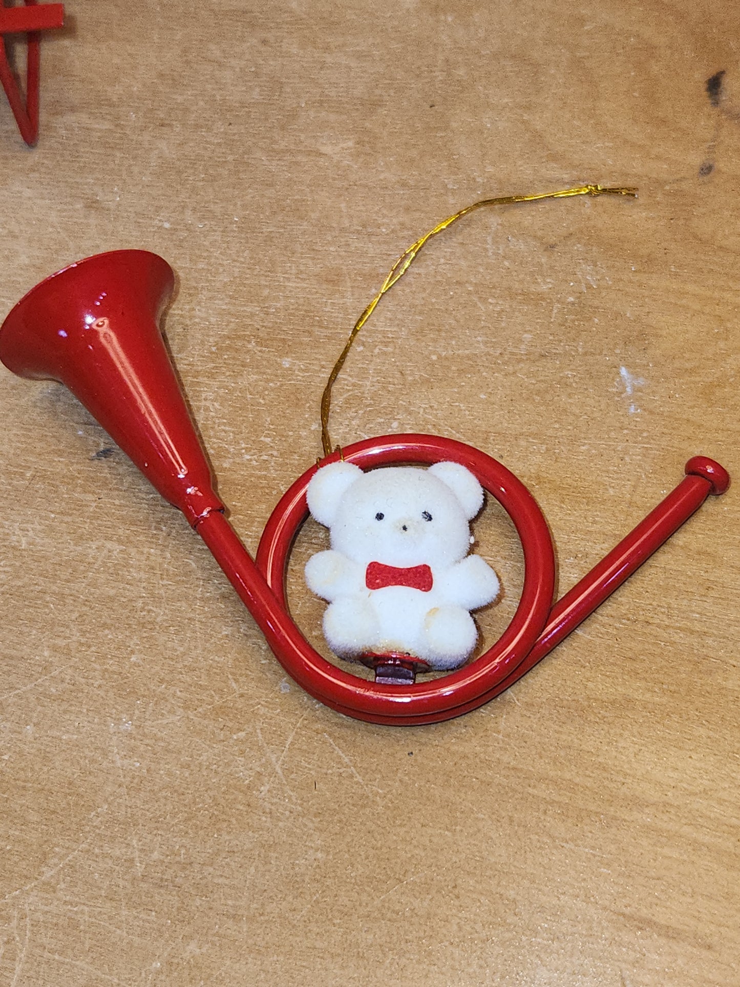 Vintage Avon Bear Ornaments Two Benches One Horn One Trumpet As IS No box