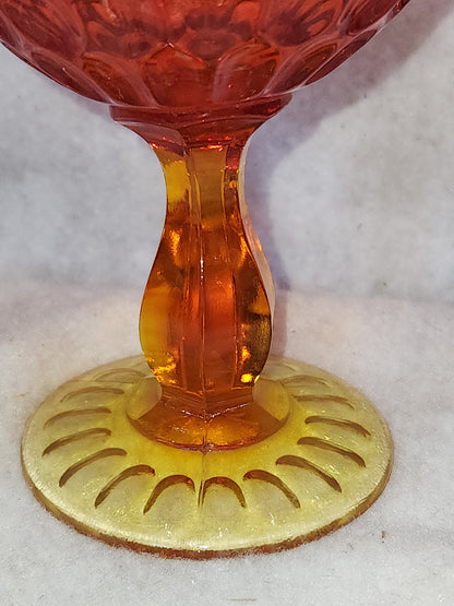 Vintage Fenton Amberina Ruffled Top Large Compote Red Orange to Yellow gla88