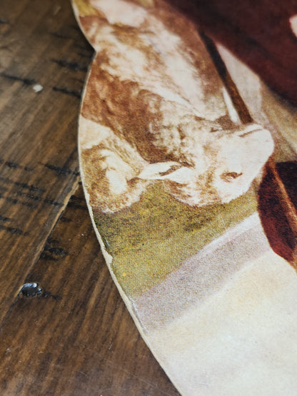 Vintage Advertising Fan Jesus and Lamb Steele Funeral Home Nebraska T.D.M Co. Red Oak Iowa fan8