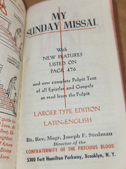 Vintage My Sunday Missal Latin to English Explained By Father Stedman 1941 Pocket Size ab88