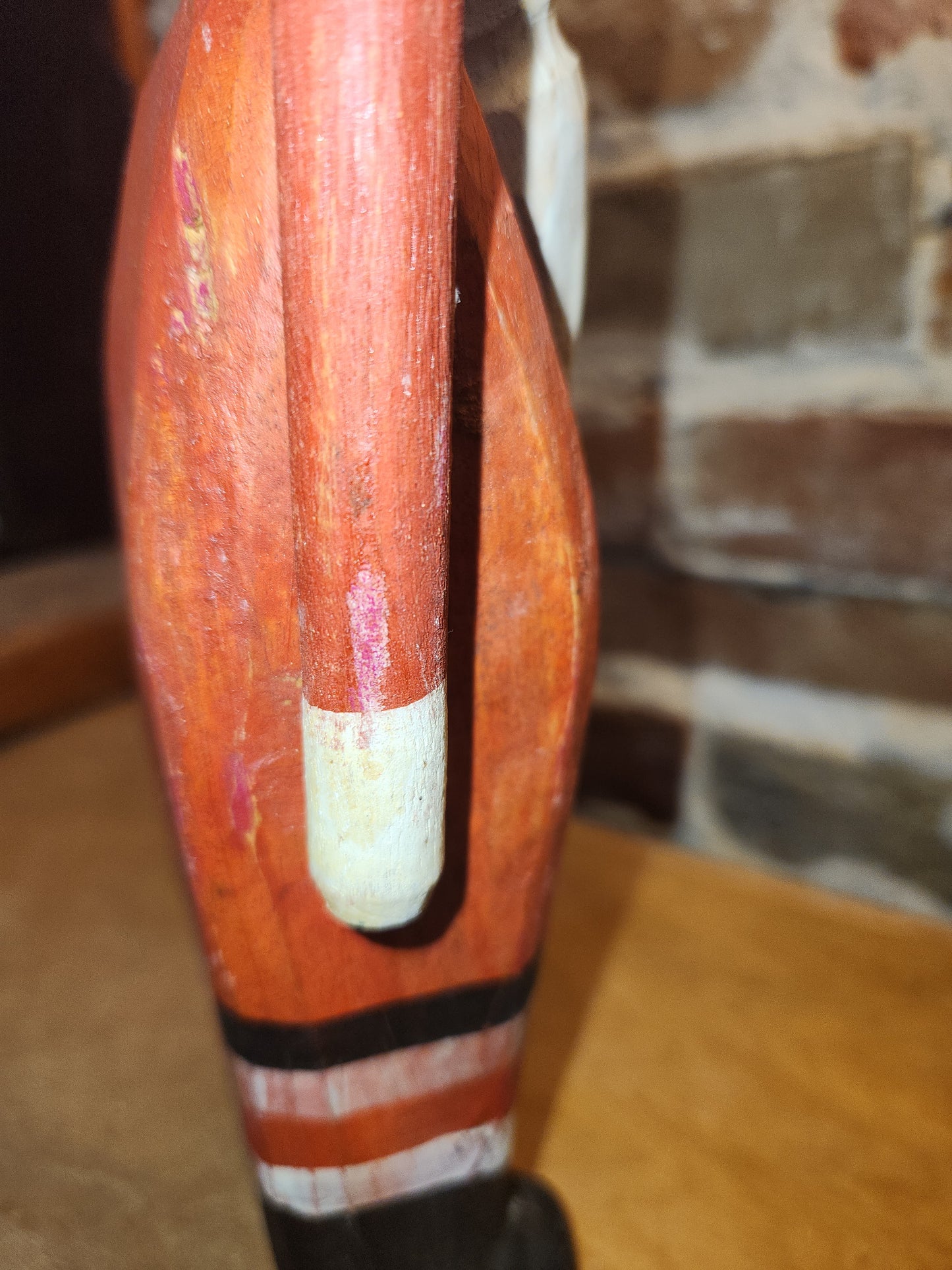 Folk Art Wood Santa Claus With Moveable Arms probably vintage