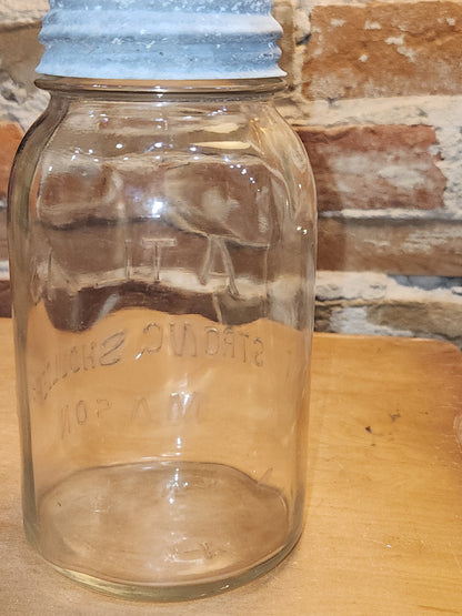 Atlas Strong Shoulder Mason Clear Glass Quart Jar with Atlas Zinc Lid jar1