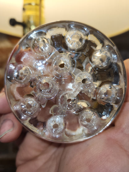 Vintage Flower Frog Clear Glass has 11 Holes AS Is ff12