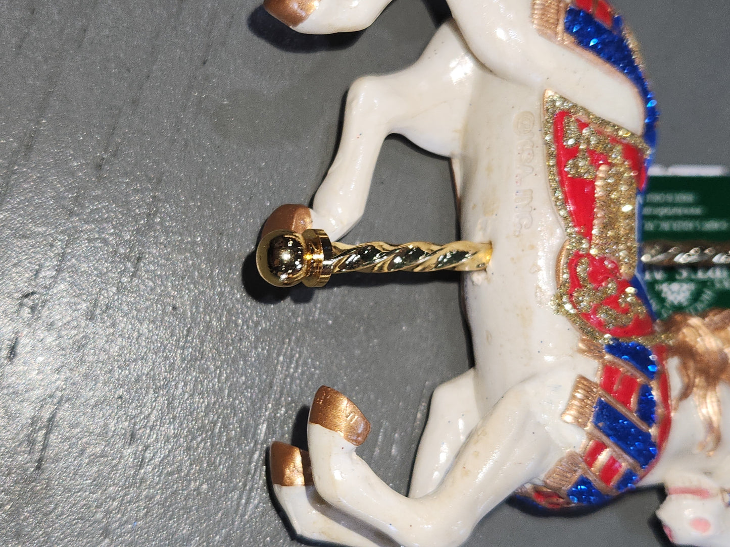 4" Resin Carousel Ornament Classic White Horse co8