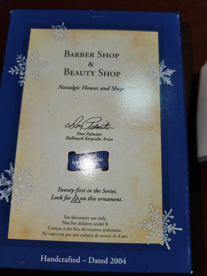 HH2004 barber and beauty shop Ornament Hallmark Nostalgic Houses
