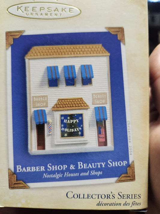 HH2004 barber and beauty shop Ornament Hallmark Nostalgic Houses
