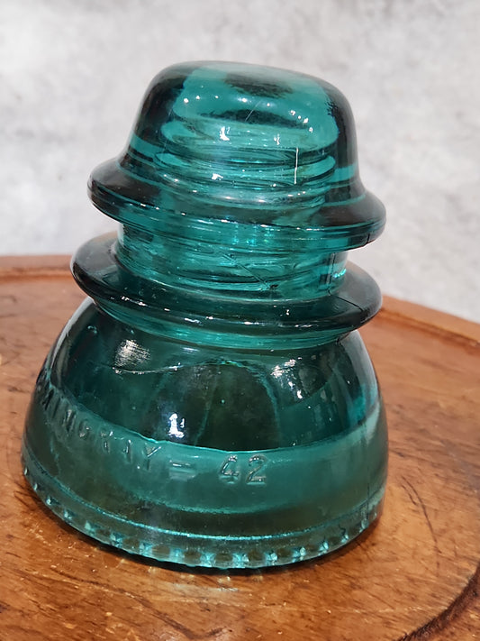 H6-42 vintage Hemingray number 42 teal green insulator
