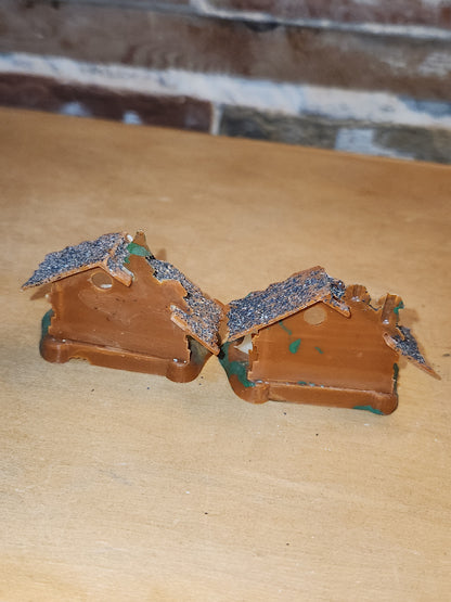 Vintage Set of Two miniature Plastic Celluloid Nativity Ornaments Made in Hong Kong Mica n11