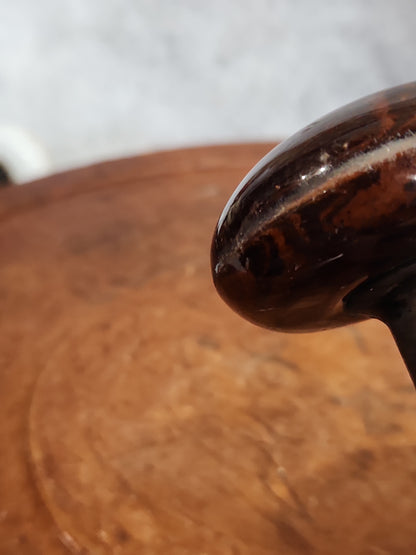 Antique Porcelain Brown Marble or Swirl Door Knobs attached to a stem kn18