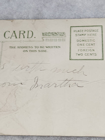 Antique Christmas Postcard Heaty Greetings with Sailboats and Life Preserver 1910 not mailed pc66