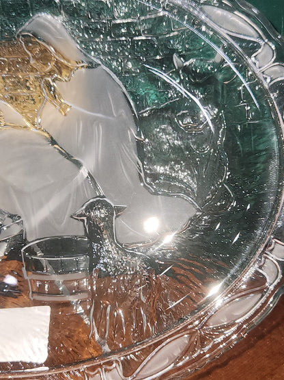 Mikasa Christmas Nativity display platter, trinket Dish, plaque crystal 9" x 7"