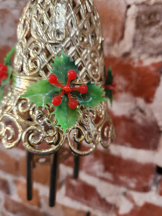 Vintage plastic filigree bell windchime Christmas 0204