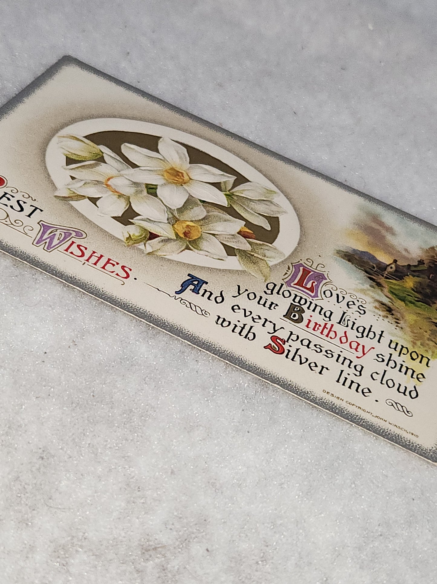 Antique Vintage Embossed Postcard Best Wishes Birthday Wishes Germany John Winsch 1912 pc67