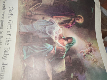 Vintage "The Story of Jesus" 2237 1939 Copyright Saalfield Publishing Co. USA Linen Large 12.5"