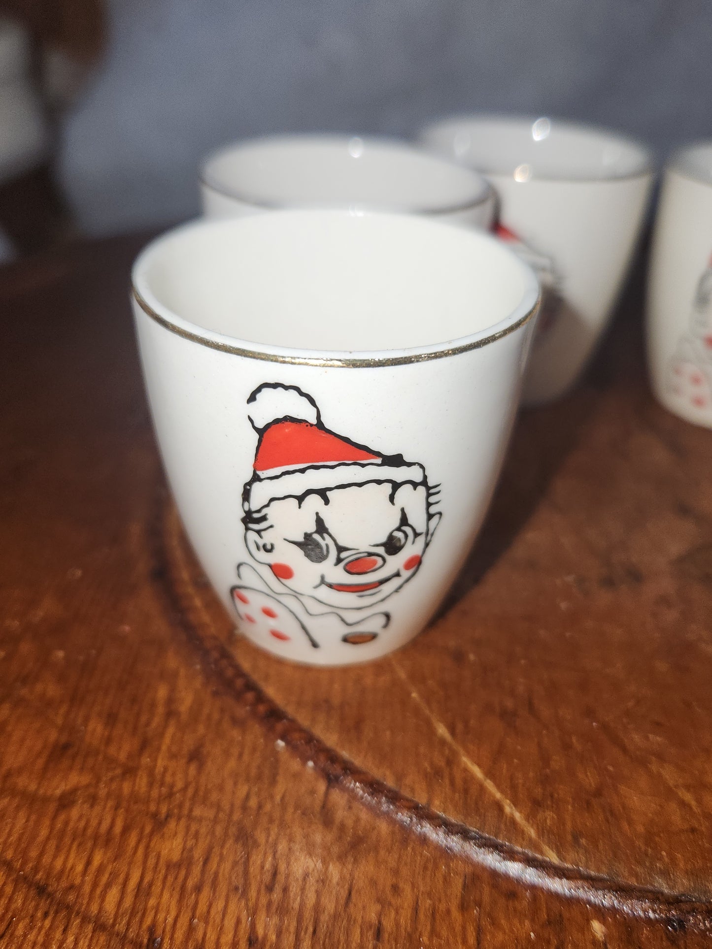 Vintage National Potteries Co. Porcelain Clown Shot Glasses set of 6 - Japan cu78