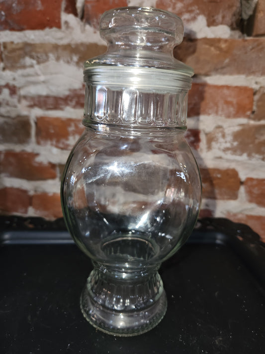 Antique Footed Hourglass Candy Jar Clear Glass Apothecary Style 9.25” H. Jar7