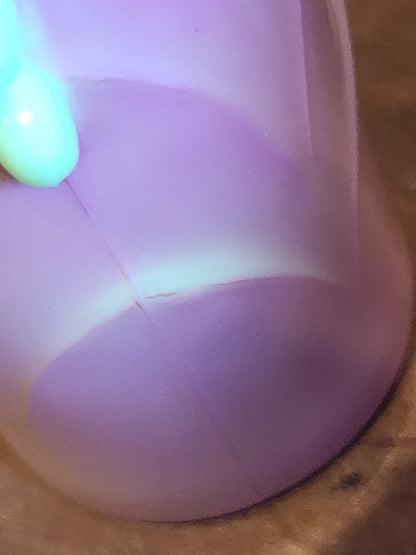 Vintage Vitrock Uranium Glass Vase Peach and White Scalloped Edges Beaded Handles Art Deco Vase GLOWS GREEN gl90