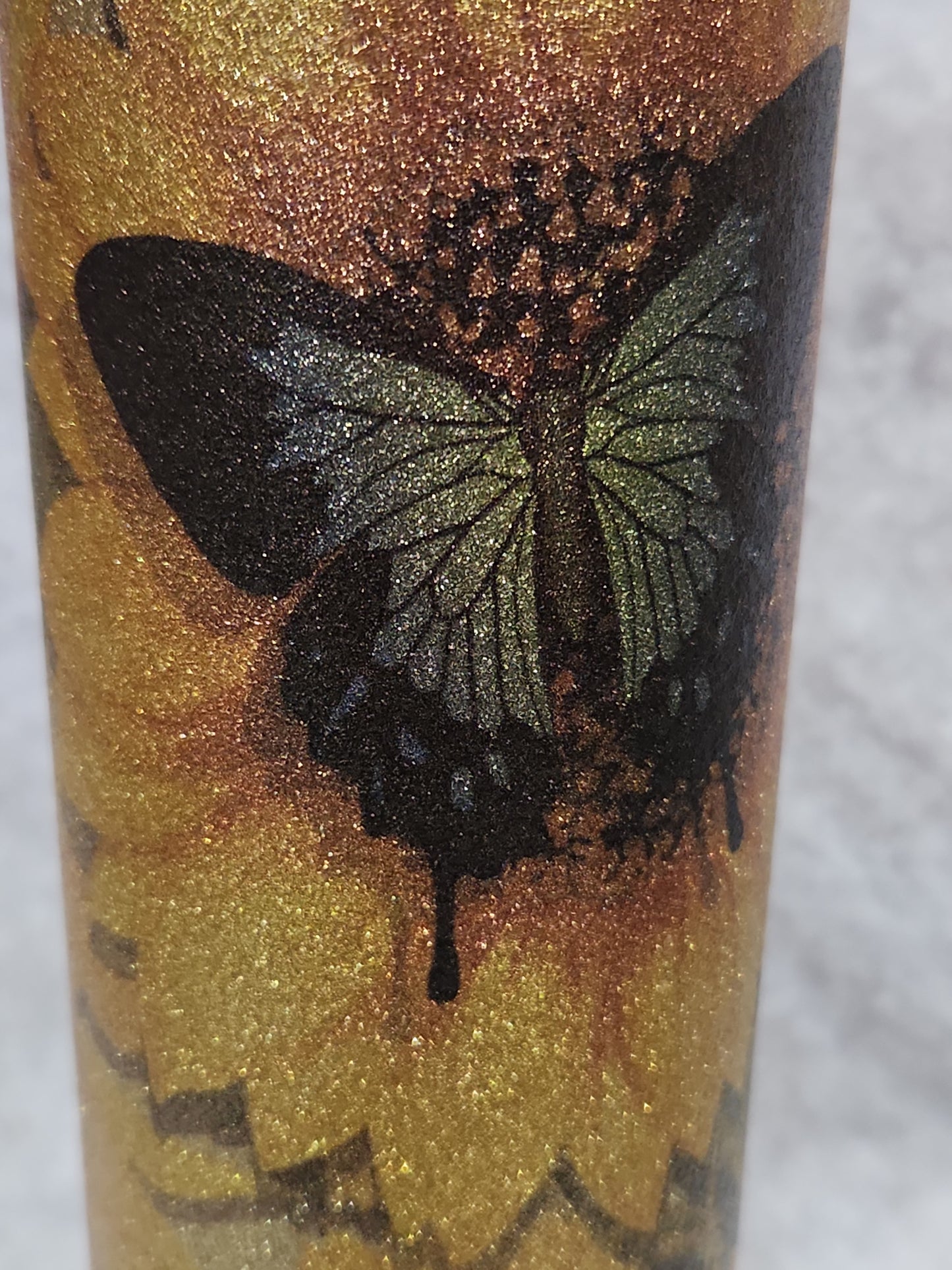20 Oz Stainless Steel Insulated Glitter Tumbler Butterflies And Sunflowers 20gb