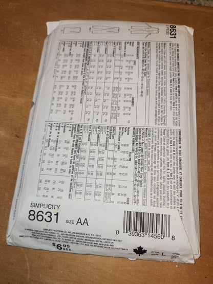 Vintage Simplicity 8631 Size AA 7-14 Girls' Jumpsuit Jumper Sewing Pattern Uncut sp2