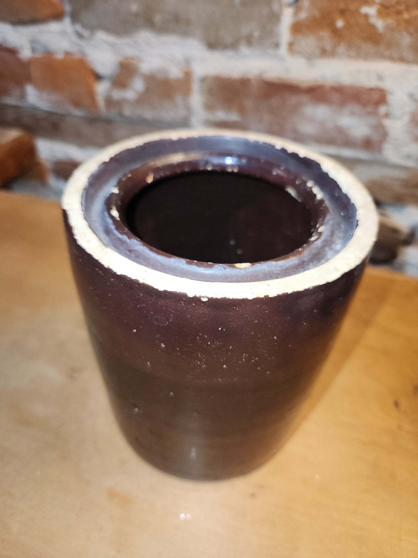 Antique Brown Glazed Stoneware Crock Jar cr5