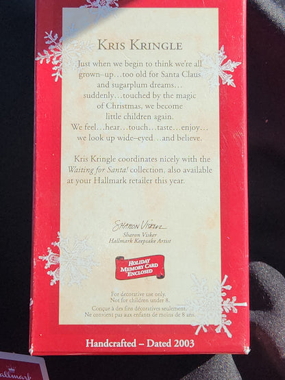 Vintage Hallmark Keepsake Ornanent Kris Kringle backpack 2004