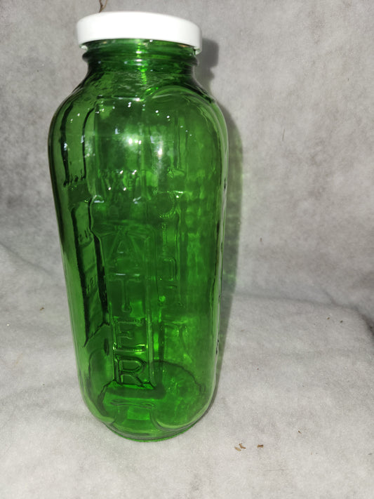 Vintage Anchor Hocking Green Glass 40 oz Water Juice Refrigerator Bottle Jar jar111