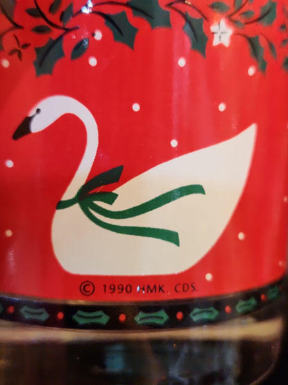 Vintage Hallmark Libbey Rocks Glass Christmas Swan 10 Ounce Tumblers Drinking Glasses Juice Glass 1990 gl033