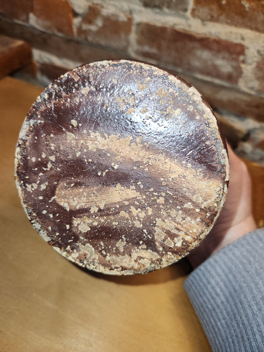 Antique Brown Glazed Stoneware Crock Jar cr5