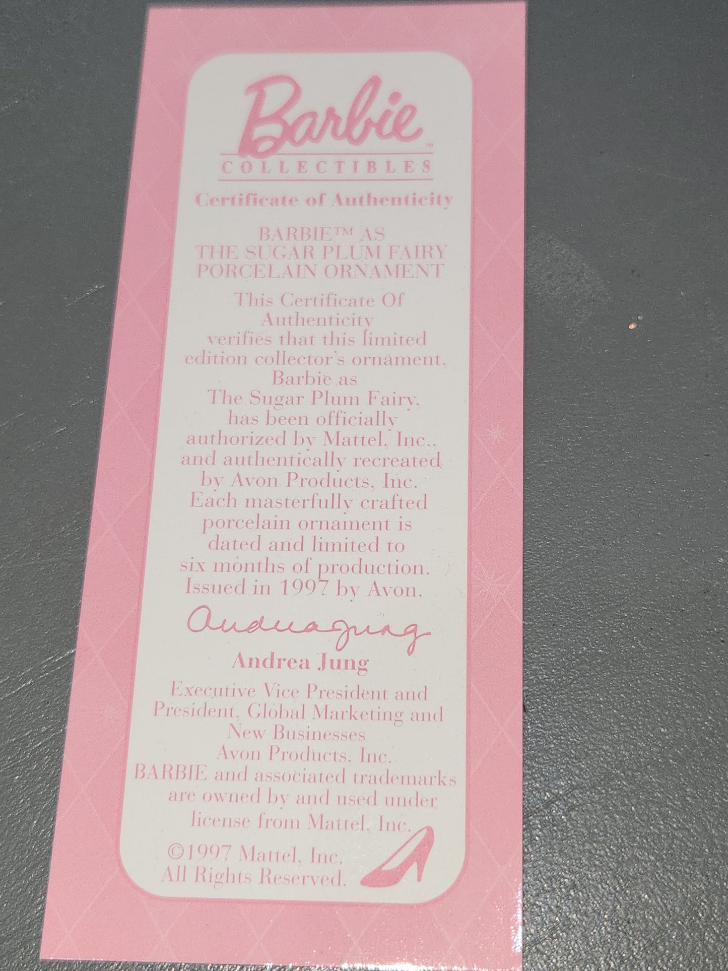 Avon Barbie as the Sugar Plum Fairy Ornament Porcelain Nutcracker Ballet 1997 NIB