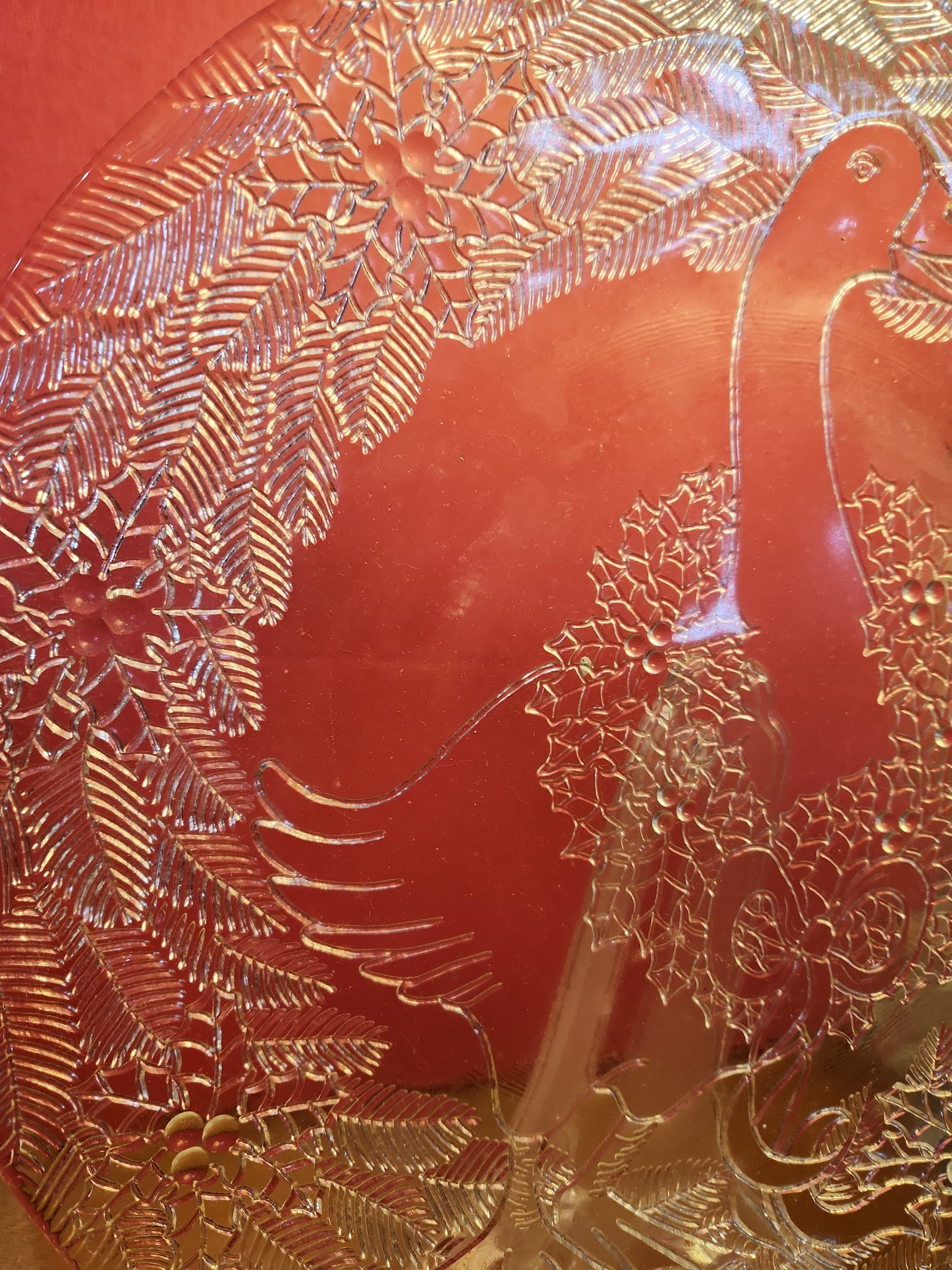 Vintage Pilgrim Glass Serving Plate Platter With a Goose Wearing a Wreath pl81