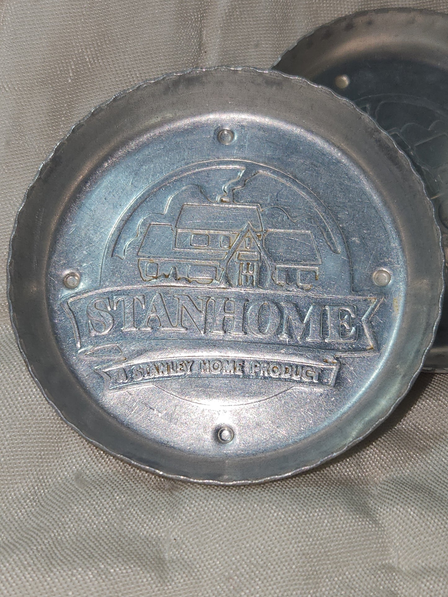 Vintage Stanhome Aluminum promotional coaster set of 6.